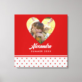 Persoonlijke foto rood hart frame moderne verjaard canvas afdruk