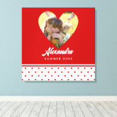 Persoonlijke foto rood hart frame moderne verjaard canvas afdruk (Insitu (Houten vloer))