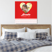 Persoonlijke foto rood hart frame moderne verjaard canvas afdruk (Insitu (Slaapkamer))