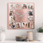 Persoonlijke foto Roos Gold Elegant Vierkante Klok<br><div class="desc">Creëer eenvoudig uw eigen persoonlijke roos gouden metalen muurklok met uw eigen eigen eigen familiefoto's. Voor beste resultaten,  bewaar de afbeeldingen aan vierkant - met het nadrukpunt in het centrum - alvorens te uploaden.</div>