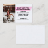 Persoonlijke foto roze Waterverf Visitekaartje (Voorkant / Achterkant)