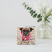 Persoonlijke foto-schaalbare QR-code Vierkante Visitekaartje (Staand voorkant)