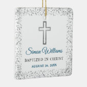 Persoonlijke foto Silver Glitter Cross Baptisme Keramisch Ornament (Rechts)