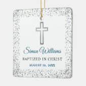 Persoonlijke foto Silver Glitter Cross Baptisme Keramisch Ornament (Links)