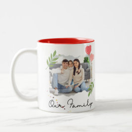 Persoonlijke foto sjabloon Elegant Schrift rood  Tweekleurige Koffiemok