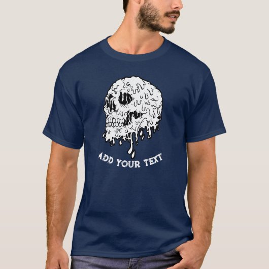 Persoonlijke foto Skeleton Head Navy Blue T-shirt (Voorkant)