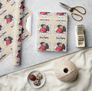 Persoonlijke Foto Sneeuwvlok Prettig Kerstfeest Cadeaupapier