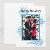 Persoonlijke foto Snowflake Flat Holiday Kaart (Voorkant / Achterkant)