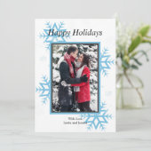 Persoonlijke foto Snowflake Flat Holiday Kaart (Staand voorkant)