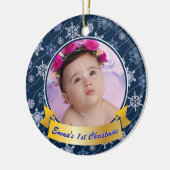 Persoonlijke foto Snowflake Navy Blue Keramisch Ornament (Links)