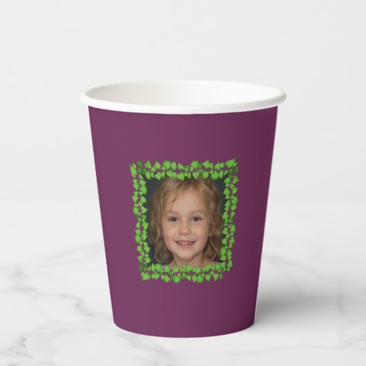 Persoonlijke foto-spoeling Paarse verjaardag Papieren Bekers (Achterkant)