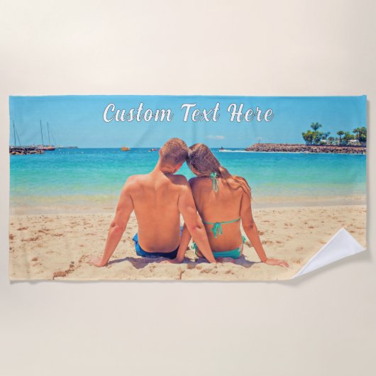 Persoonlijke Foto Strandhanddoek Aangepaste Tekst Strandlaken (Voorkant)