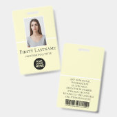 Persoonlijke foto, streepjescode, logo, naam van m badge (Voor- en achterkant)