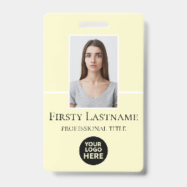 Persoonlijke foto, streepjescode, logo, naam van m badge