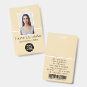 Persoonlijke foto, streepjescode, logo, naam van w badge (Voor- en achterkant)