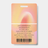 Persoonlijke foto, streepjescode, logo, naam van w badge (Achterkant)