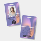 Persoonlijke foto, streepjescode, logo, naam van w badge (Voor- en achterkant)