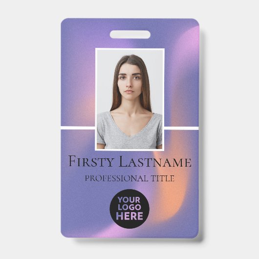 Persoonlijke foto, streepjescode, logo, naam van w badge (Voorzijde)