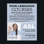 Persoonlijke foto, Taalcursus voor gebarentaal Flyer<br><div class="desc">De gepersonaliseerde Foto,  de cursus van de Taal van het teken Adverteren brochures door de opslag van het Visitekaartje.</div>