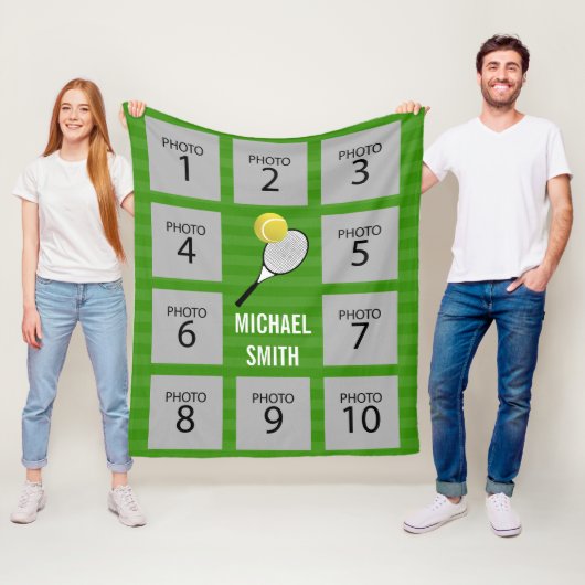 Persoonlijke foto-TENNIS-collage van 10 Fleece Deken (In situ)