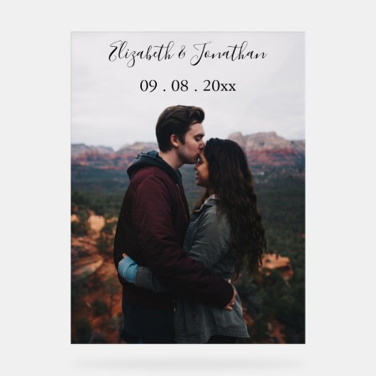 Persoonlijke foto trouwfeest acryl bord (Voorkant)