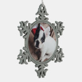 Persoonlijke foto Upload Design Ewn Pet Afbeelding Tin Sneeuwvlok Ornament (Links)