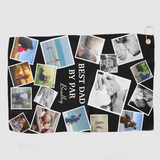 Persoonlijke foto van 17 pa Collage | VADERDAG Golfhanddoek (Horizontaal)