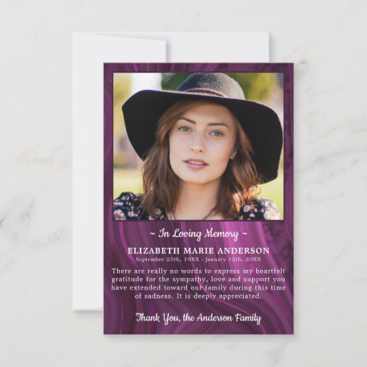 Persoonlijke foto van begrafenis Memorial Bedankkaart (Voorkant)