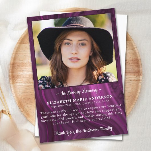 Persoonlijke foto van begrafenis Memorial Bedankkaart