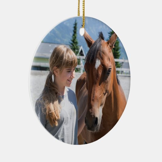 Persoonlijke foto van beste paarden en Afbeelding Keramisch Ornament (Rechts)