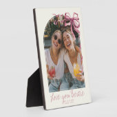 Persoonlijke foto van beste vriendinnen met roze s fotoplaat (Zijkant)