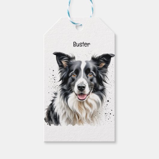 Persoonlijke foto van Border Collie huisdier Cadeaulabel (Voorkant)