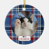 Persoonlijke foto van Cat Blue Pset Keramisch Ornament (Voorkant)