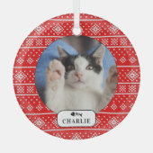 Persoonlijke foto van Cat Fish Red Snowflake Pet Glas Ornament (Voorkant)
