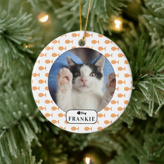 Persoonlijke foto van Cat Goldfish Pet Keramisch Ornament (Boom)