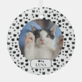 Persoonlijke foto van Cat & Pawprint Pet Glas Ornament (Voorkant)