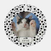 Persoonlijke foto van Cat & Pawprint Pet Glas Ornament (Achterkant)