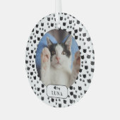 Persoonlijke foto van Cat & Pawprint Pet Glas Ornament (Voorkant links)