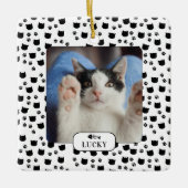 Persoonlijke foto van Cat & Pawprint Pet Keramisch Ornament (Voorkant)