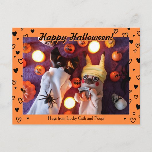 Persoonlijke foto van Cute Halloween Black Briefkaart (Voorkant)