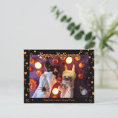 Persoonlijke foto van Cute Halloween Oranje Briefkaart (Staand voorkant)