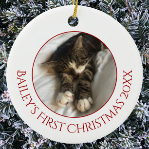 Persoonlijke foto van de eerste kerst van uw huisd keramisch ornament
