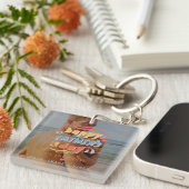 Persoonlijke foto van de kleurrijke Happy Vader op Sleutelhanger (Voorkant Rechts)