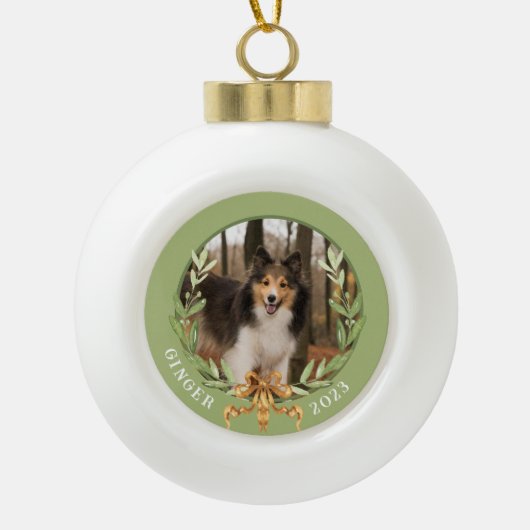 Persoonlijke foto van Dog Keramische Bal Ornament (Voorkant)