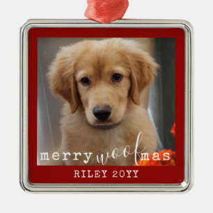 Persoonlijke foto van Dog Merry WofMas Rustic Red Metalen Ornament