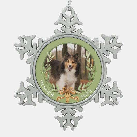 Persoonlijke foto van Dog Tin Sneeuwvlok Ornament (Voorkant)