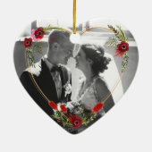 Persoonlijke foto van Floral Heart Mr. & Mrs Weddi Keramisch Ornament (Achterkant)
