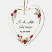 Persoonlijke foto van Floral Heart Mr. & Mrs Weddi Keramisch Ornament (Links)