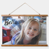 Persoonlijke foto van foto en naam hangend wandkleed (Voorkant)