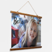 Persoonlijke foto van foto en naam hangend wandkleed (Gebogen)
